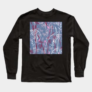 Wild grasses - gray-red Long Sleeve T-Shirt